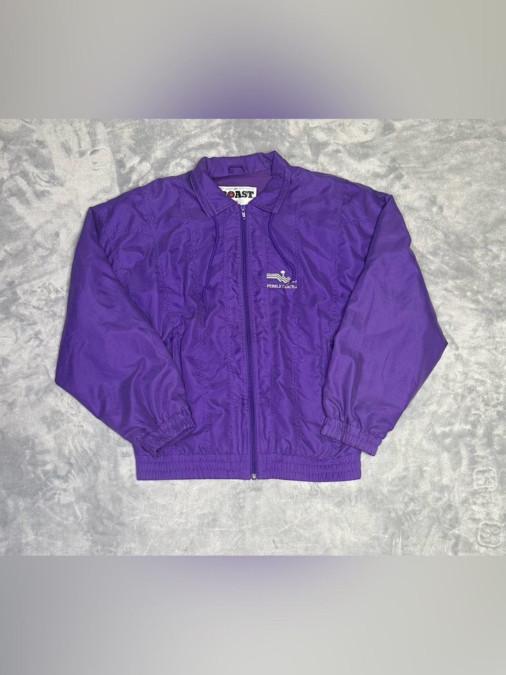 Vintage 90s Boast Light Jacket Purple Mens S Zip Pebble Beach California Pockets